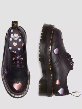 Dr Martens 1461 Leather Heart platform Quad Hearts Oxford Women’s Sz 5
